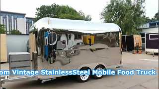 Custom Vintage สแตนเลสรถพ่วงอาหารมือถือ Coffee Bar ไอศกรีม Fast Food Catering Trailer