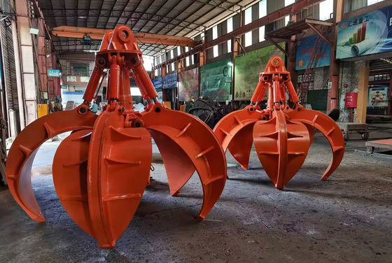 โรงงานที่กําหนดเอง สีส้ม เปลือกจับ เครื่องขุด Q355B จับไฮดรอลิกสําหรับหมุน