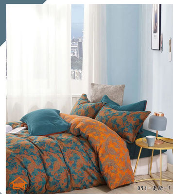 สีส้ม Cyan การจับคู่ Jacquard 100% ผ้าห่มเตียงชุด Cutom ขนาด Cover ผ้าห่ม