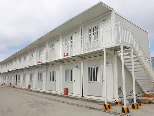 Prefab ไซต์ก่อสร้างคอนเทนเนอร์ที่พักแบบโมดูลาร์ติดตั้งง่ายบ้าน